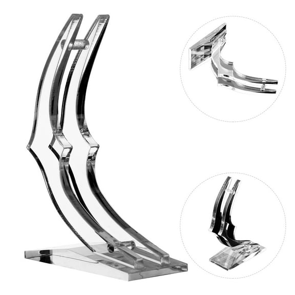 NICEXMAS 1Pc Transparent Acrylic Rose Display Stand Moon Shape Decor with Stable Rectangular Base