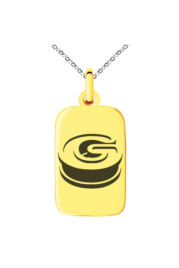 Stainless Steel Letter G Initial 3D Monogram Engraved Small Rectangle Dog Tag Charm Pendant Necklace