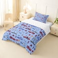 thumbnail image 3 of Castle Fairy Cartoon Construction Truck Twin Comforter Sets 3-Piece for Kids, Cute Mountain Traffic Light Bedding Set for Bedroom, Red Purple, 3 of 6