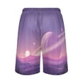 thumbnail image 3 of Men's Pajama Bottoms Athletic Shorts For Men Casual Cotton Purple Planets, 3 of 7