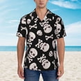 thumbnail image 2 of Balery black white Skull bone Camisas hawaianas de manga corta para hombre, camisas playeras de corte holgado, camisas de vacaciones con botones,X-Large, 2 of 7