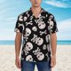 thumbnail image 2 of Balery black white Skull bone Camisas hawaianas de manga corta para hombre, camisas playeras de corte holgado, camisas de vacaciones con botones,Large, 2 of 7