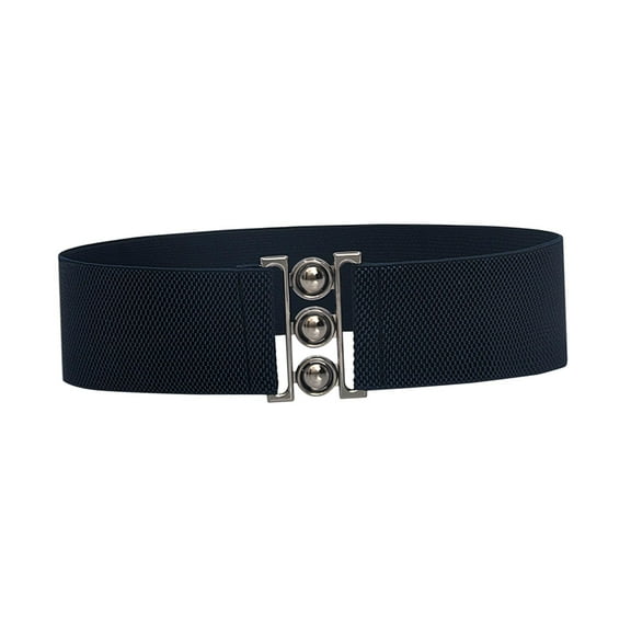 yuksok Women Elastic Waist Belt Casual Elegant Solid Color Female Girdle Dress Belt Dark Blue