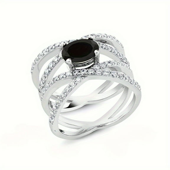 2 Carat Black Moissanite Engagement Ring - 925 Sterling Silver, Perfect For Weddings & Anniversaries, Ideal Valentine'S Day Gift