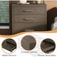 thumbnail image 4 of Homsee Nightstand with 5 Drawers, Small Narrow Bedside Table with Hidden Space, Wood Grain SideTable with 2 Gun Drawer and Storage, Modern End Table for Bedroom, Entryway, Walnut, 4 of 16