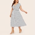 thumbnail image 2 of Babysbule Robe pour Femmes Liquidation Robe Décontractée pour Femmes Grande Taille Col en V Sans Manches à Pois Imprimée à Boutons avec Ceinture, 2 of 9