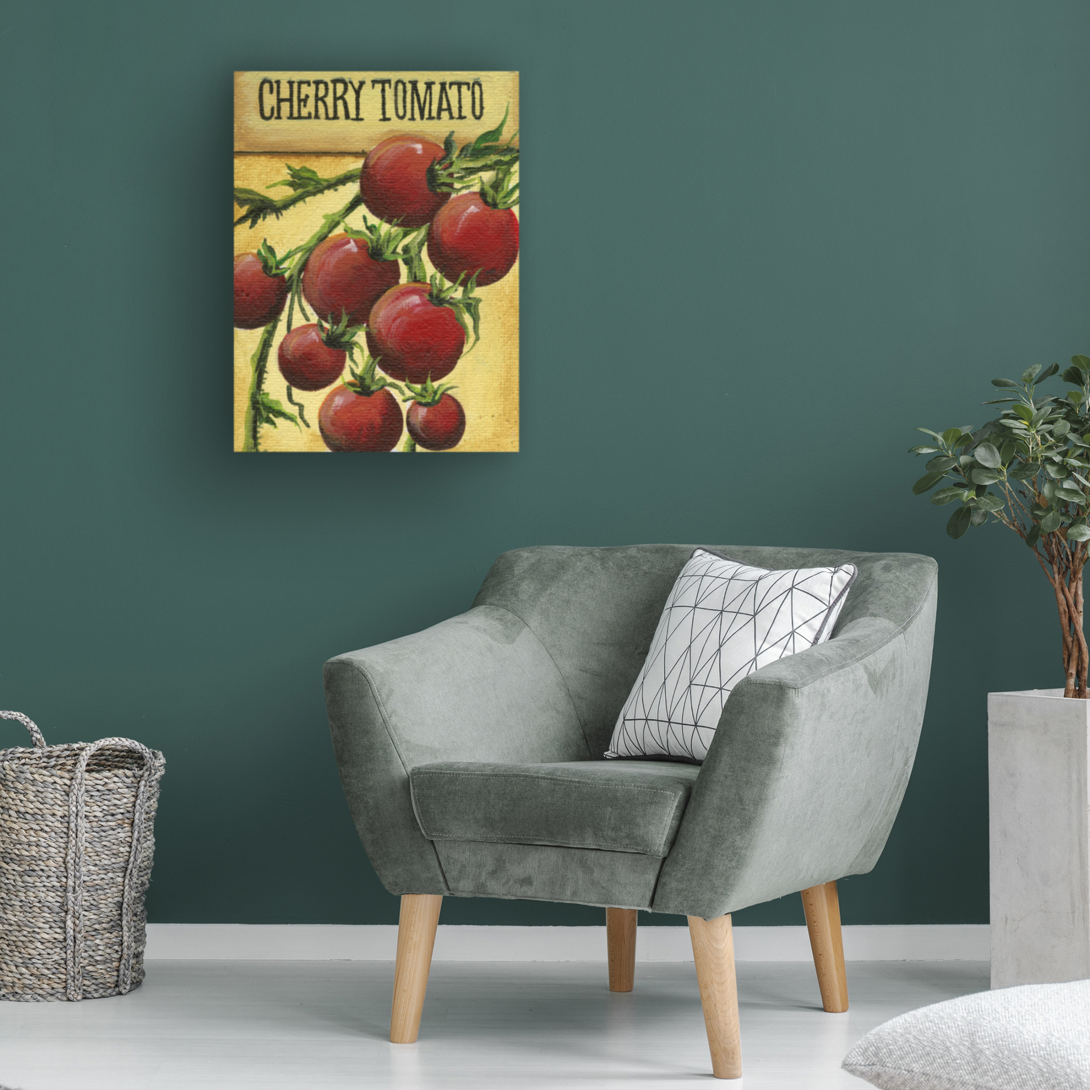 Canvas Wall Art - Debbi Wetzel 'Seed Packets 06 - Cherry Tomato' Wall Art for Living Room, Bedroom, or Office Décor by Trademark Fine Art - 14 x 19 Inches