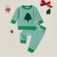 thumbnail image 2 of TOWED22 Toddler Baby Boy Fall Clothes Long Sleeve Stripe Embroidery Sweatshirt Pants Set Cute Infant 0-3T Winter Outfits(Blazer,0-6 M), 2 of 5