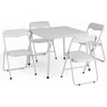 thumbnail image 1 of Folding Card Table and Chair Set of 5, Upholstered Foldable Table and Chair Set, Portable Metal Frame Children's Activity Table and Chairs Set for Eating, Reading, Playing, Beige, 1 of 8