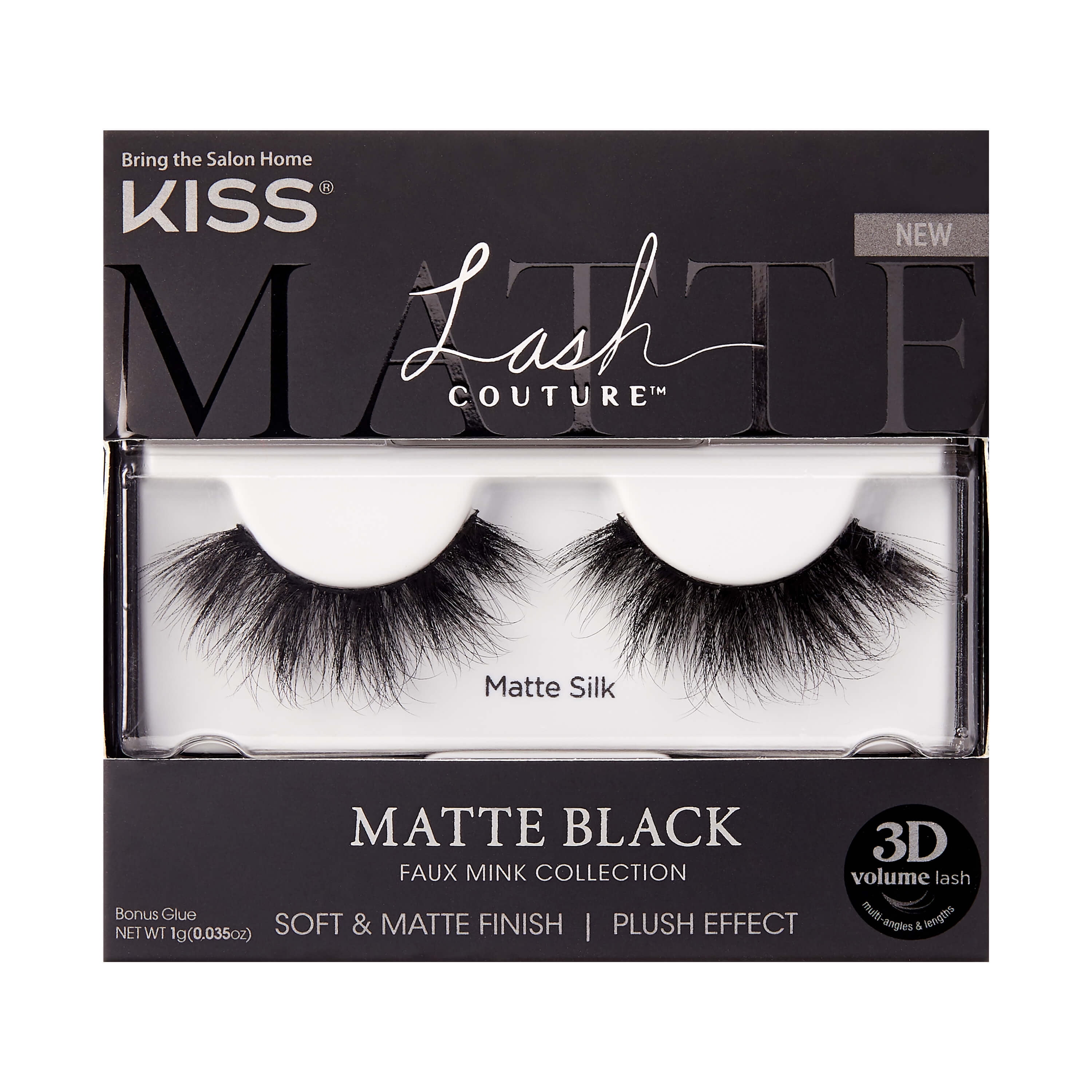 KISS Lash Couture Matte Black Faux Mink, Matte Silk, False Eyelashes