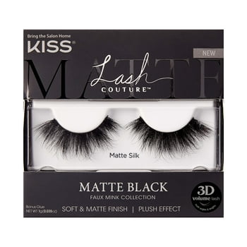 KISS Lash Couture Matte Black Faux Mink, Matte Silk, False Eyelashes