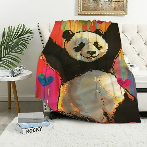 Shiartex Cute Panda Blanket Just A Girl Who Loves Panda Throw Blankets Panda Stuff Bed Bedding Decor Gifts for Kids Boys Girls Toddler Adults 40x50in