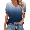 thumbnail image 2 of beishanbush Spring Sales Saving $10 Casual Fashion Basic Tee Women's Blouse,V Neck Short Sleeve Button Loose Fit Casual Summer Top Under $10, 2 of 7
