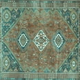 thumbnail image 1 of Ahgly Company Machine Washable Indoor Square Persian Turquoise Blue Traditional Area Rugs, 5' Square, 1 of 4