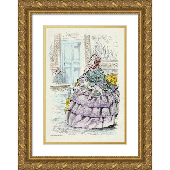 Henri Boutet 18x24 Gold Ornate Framed and Double Matted Museum Art Print Titled - 1953 Nineteenth Century Female Modes (1908)
