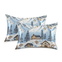 Yayeee Pillowcase Standard Size Set of 2 Satin Wrinkle Resistant Pillow Case, Winter Village