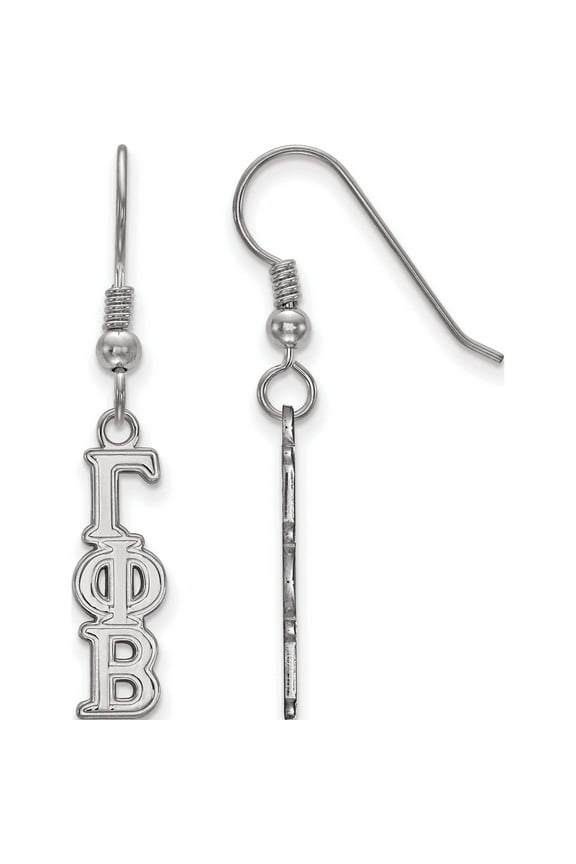 Sterling Silver Rh-Plated Logoart Gamma Phi Beta Xs Dangle Earrings (39 X 7) Made In United States ss026gpb