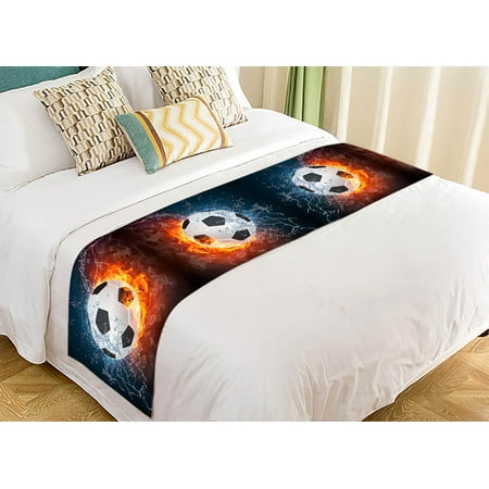 YKCG Fire and Water Soccer Ball Sports Bed Runner Bedding Scarf Size 20x95 inches