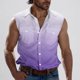 thumbnail image 1 of Camiseta sin mangas con cuello vuelto para hombre, estilo informal, a la moda, con estampado degradado, cuello vuelto, sin mangas, bolsillos, deportiva, de poliéster, 1 of 5