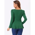 thumbnail image 4 of DARING DIVA Women's Long Sleeve Scoop Neck Top XS Dark Green, 4 of 6