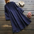 thumbnail image 3 of Dyfzdhu Cotton Linen Shirts for Women Casual Loose Soild Button Thin Long Sleeve Shirt Blouse Tops Navy, 3 of 3