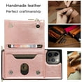 thumbnail image 3 of Wallet Case Fit for iPhone 12 6.1“,Adjustable Crossbody Zipper Cover with Card Holder Slot Neck Strap Lanyard Purse Shoulder Strap Purse Case for iPhone 12 Pro FK Rose Gold, 3 of 12