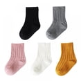 thumbnail image 5 of 0-5T Baby Solid Striped Casual Quarter Socks for Infant Toddler Kid Girls and Boys, 5 of 6