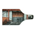 thumbnail image 2 of Industrial Cutting Board, Worn out Look Gate Entrance in the Grungy Structure Rustic Architecture, Tempered Glass Cutting and Serving Board, Wine Bottle Shape, Orange Grey White, by Ambesonne, 2 of 5