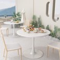 thumbnail image 5 of LinkRomat 31.5" Round Tulip Coffee Table,Kitchen Dining Table 2-4 People Modern Kitchen Table with MDF Top & Pedestal Base, Office Living Room Table,White, 5 of 10