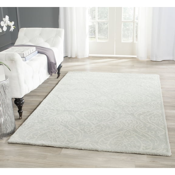 SAFAVIEH Bella Louella Abstract Wool Area Rug, Silver/Ivory, 4' x 6'
