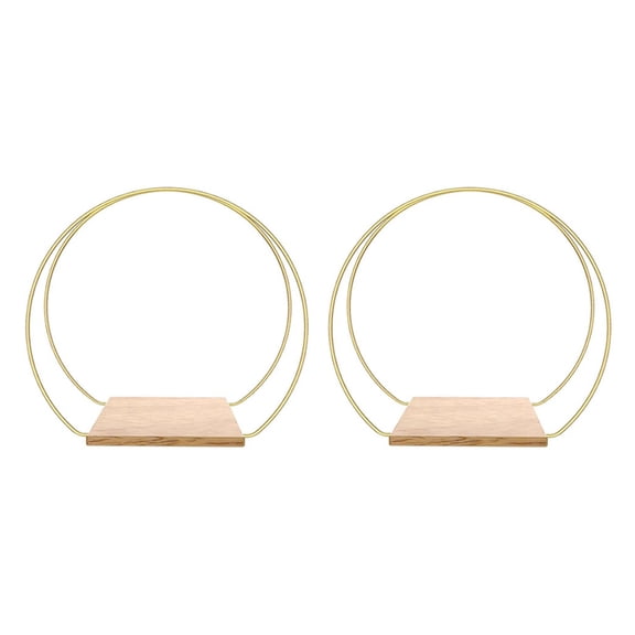 2 Sets Metal Floral Hoop Centerpiece with Stand 12 Inch Gold Floral Ring Wreath Hanging Candle Circle Centerpiece