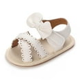 thumbnail image 4 of AJTQTH Girls Princess Sandals Leather Ruffles Bows Dress Shoes Arch Support Soft Soled Slip-Resistant Velcro Sandals for Prewalkers White 11, 4 of 8