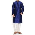 thumbnail image 1 of Royal Kurta Men's Silk Blend Kurta & Churidaar Set Blue, 1 of 1