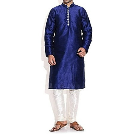

Royal Kurta Men s Silk Blend Kurta & Churidaar Set Blue