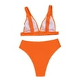 thumbnail image 3 of WREESH Womens High Waisted Bikini Bikini Solid Set Swimsuit Two Piece Filled Bra Swimwear Beachwear Bathing Suit Orange, 3 of 8
