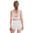 thumbnail image 4 of Hansber Kids Girls Cheerleading Outfits 3Pcs Rhinestones Dance Crop Top and Gymnastics Shorts Set with Hair Band White 10, 4 of 5