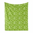 thumbnail image 1 of Leaves Soft Flannel Fleece Throw Blanket, Simplistic Layout of Fern Leaves with Paint Stains Grunge Monochrome Design, Cozy Plush for Indoor and Outdoor Use, 50" x 70", Lime Green White, by Ambesonne, 1 of 5