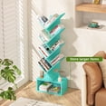 thumbnail image 6 of LEYAOYAO Tall Tree Bookshelf 8-Tier Floor Standing Tree Bookcase with Bottom Shelf, Teal, 6 of 9