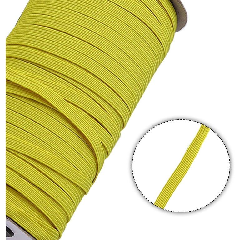 Trimming Shop 5mm Flat Elastic Cord Braided Stretch Strap Thin Elastic  String - Yellow, 25mtr 