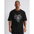 thumbnail image 1 of His & Hers Valentine's Day T-Shirts, Black with White Spider Web Design, Short Sleeve Crew Neck, Stretchy Polyester Blend, Casual Summer & Spring Wear for Couples Tee For Adult, Men, Women, Teen, Tee, 1 of 4