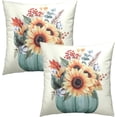 thumbnail image 3 of Autumn Sunflower Throw Pillow Cover Set of 2, 20x20 Inch Farmhouse Blue Pumpkin and Flowers Harvest Holiday Pillow Cushion Case for Couch Sofa Patio Living Room Bedroom Decor, 3 of 6