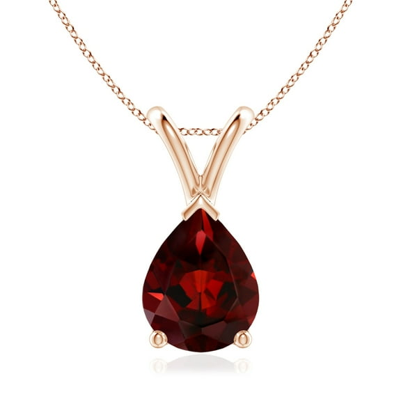 ANGARA Natural V-Bale Pear-Shaped 1.8 ct Garnet Solitaire Pendant in 14K Rose Gold for Women (Size-9x7mm) | January Birthstone, Birthday, Anniversary, Jewelry Gift for Women | Natural Garnet Necklace