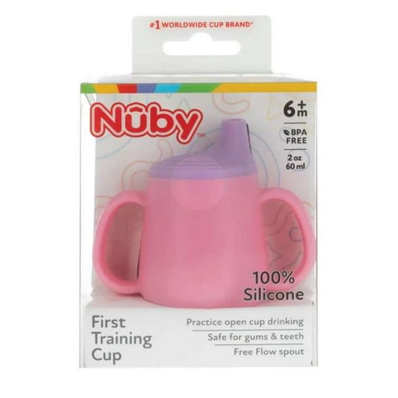 Nuby 2376643 2 oz First Open Training Cups for 6 Months & Up Babies, Pink - Case of 24