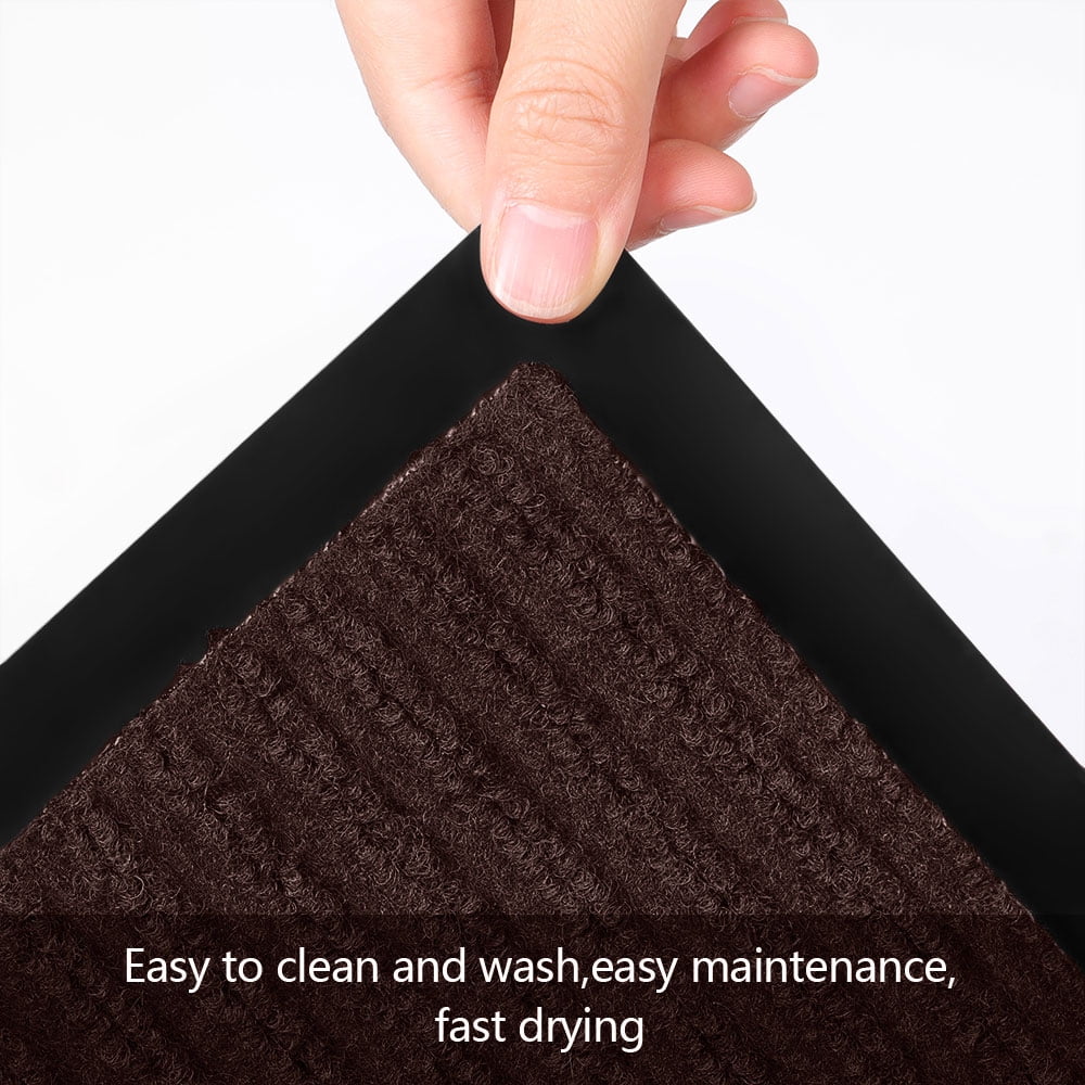 ANMINY Front Doormat Entrance Shoe Mat Waterproof PVC Non Slip Rug Welcome Mat Outdoor Indoor, 24"x35", Brown