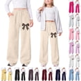 thumbnail image 2 of YUEHUA Girl's Wide Leg Sweatpants Elastic High Waisted Flowy Drawstring Loose Baggy Pants with Pockets for Teen Girl 6-14Y, 8-9 Years, 2 of 5
