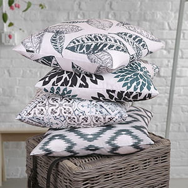 Phantoscope New Living Series Duplex Printing Decorative Throw Pillow Cover, 18" x 18", Black/Blue, 4 Pack