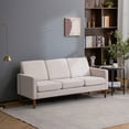 thumbnail image 2 of Hefilesy 180*76*85cm Linen Solid Wood Legs Second Generation Three Seats Without Chaise Concubine Solid Wood Frame Can Be Combined With Single Seat Double Seat Indoor Modular Sofa Creamy White, 2 of 6