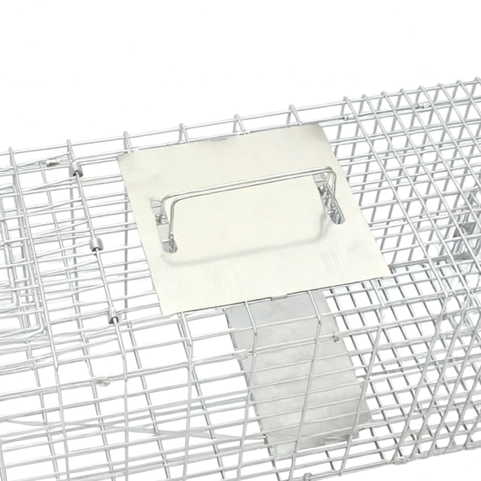 PRIJESSE 31inch Foldable Humane Live Animal Trap Cage for Squirrel, Rat, Bunny, Mink, No-Kill Bait Trapping Kit, Catch & Release, Silver