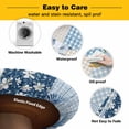 thumbnail image 3 of Elastic Fitted Round Tablecloth, Blue Floral Waterproof Stretch Table Cover for 55"-60" Tables, Spring Flowers Plants Patchwork Grid Bohemia Washable Outdoor Tablecloths for Patio, Picnic, Camping, 3 of 9