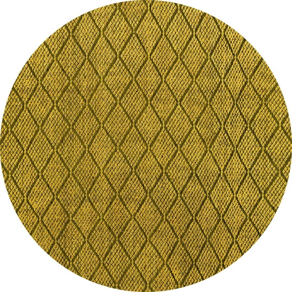 Ahgly Company Machine Washable Indoor Round Abstract Yellow Modern Area Rugs, 6' Round